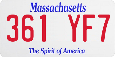 MA license plate 361YF7