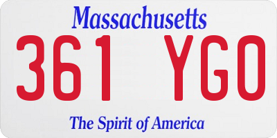 MA license plate 361YG0