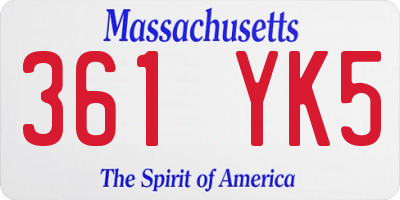 MA license plate 361YK5
