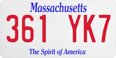MA license plate 361YK7