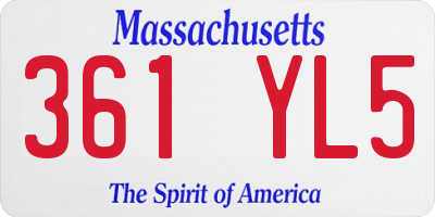 MA license plate 361YL5