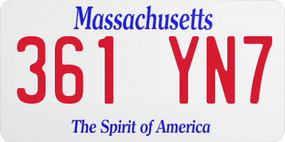 MA license plate 361YN7