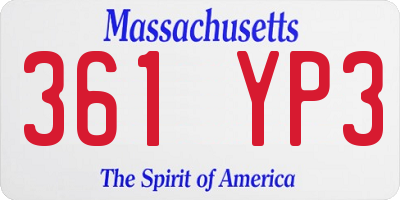 MA license plate 361YP3