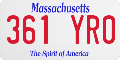 MA license plate 361YR0