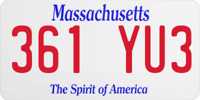 MA license plate 361YU3