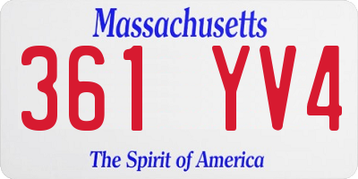 MA license plate 361YV4