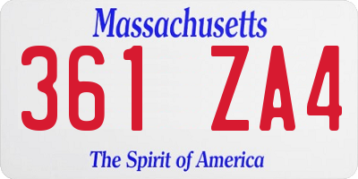 MA license plate 361ZA4