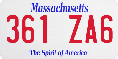 MA license plate 361ZA6
