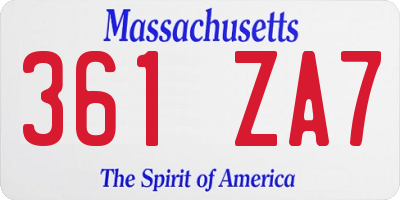 MA license plate 361ZA7