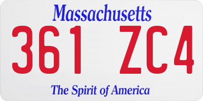 MA license plate 361ZC4