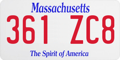 MA license plate 361ZC8