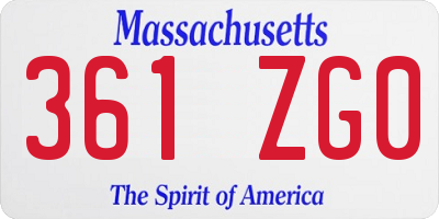 MA license plate 361ZG0