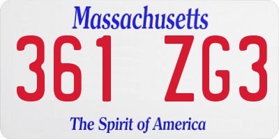 MA license plate 361ZG3