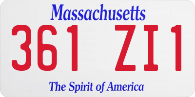 MA license plate 361ZI1