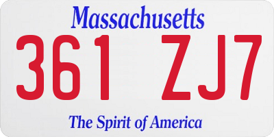 MA license plate 361ZJ7