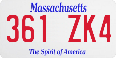 MA license plate 361ZK4