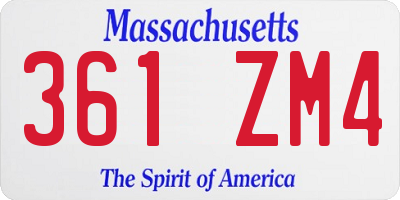 MA license plate 361ZM4