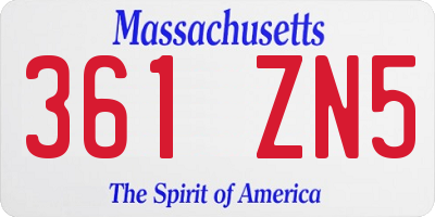 MA license plate 361ZN5