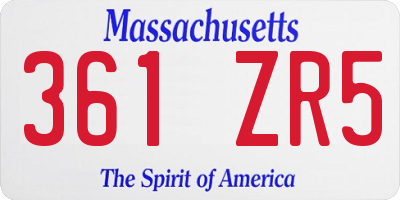 MA license plate 361ZR5