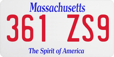 MA license plate 361ZS9