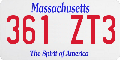 MA license plate 361ZT3