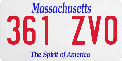 MA license plate 361ZV0