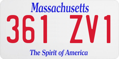 MA license plate 361ZV1