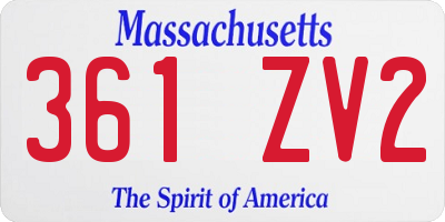MA license plate 361ZV2