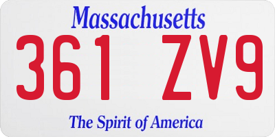 MA license plate 361ZV9