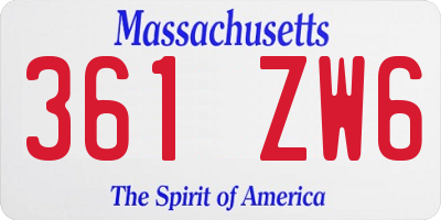 MA license plate 361ZW6