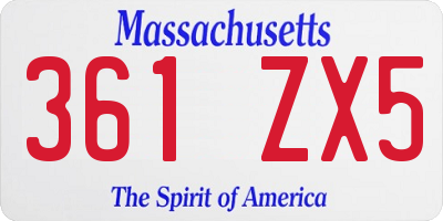 MA license plate 361ZX5