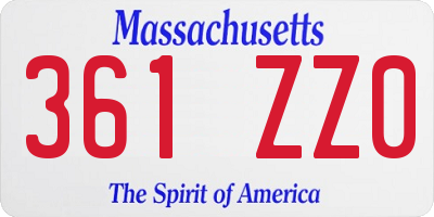 MA license plate 361ZZ0