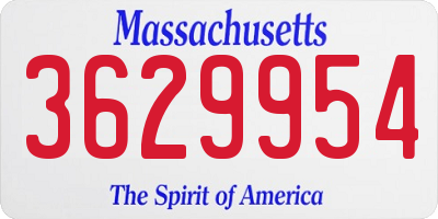 MA license plate 3629954