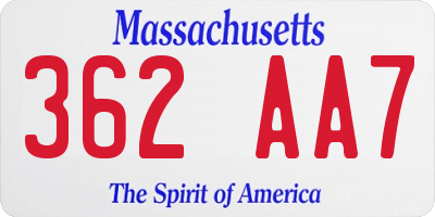 MA license plate 362AA7