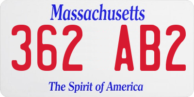 MA license plate 362AB2