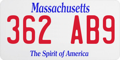 MA license plate 362AB9
