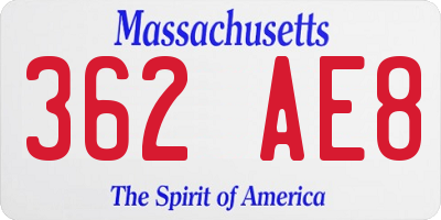 MA license plate 362AE8