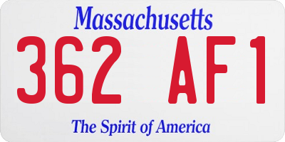 MA license plate 362AF1