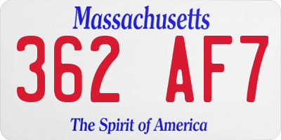MA license plate 362AF7