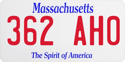 MA license plate 362AH0