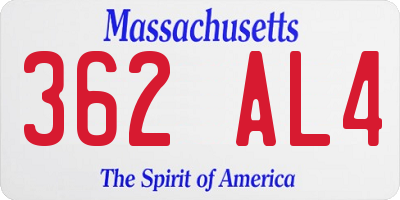 MA license plate 362AL4