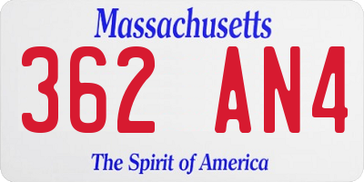 MA license plate 362AN4