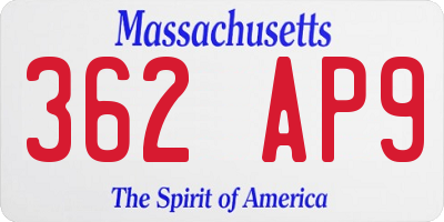 MA license plate 362AP9