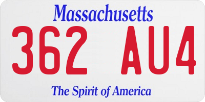 MA license plate 362AU4