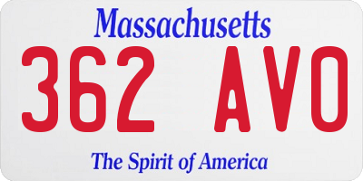MA license plate 362AV0