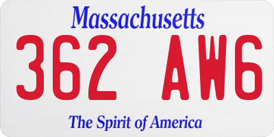 MA license plate 362AW6