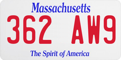 MA license plate 362AW9