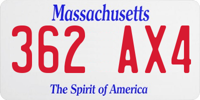 MA license plate 362AX4