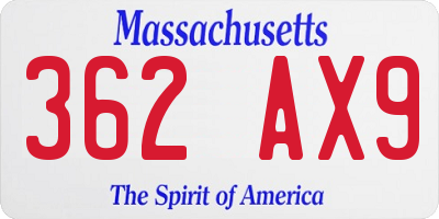 MA license plate 362AX9