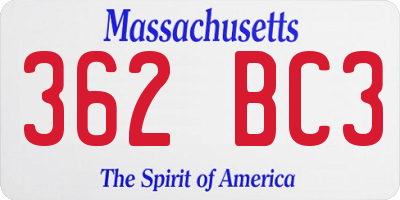 MA license plate 362BC3